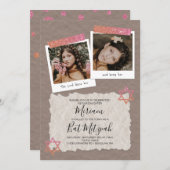 Rose Gold, Beige Scrapbook Bat Mitzvah Einladung (Vorne/Hinten)