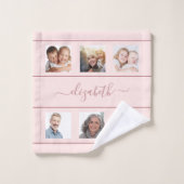 Rose Gold benutzerdefiniertes Foto Collage Monogra Badhandtuch Set (Waschlappen)