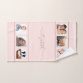 Rose Gold benutzerdefiniertes Foto Collage Monogra Badhandtuch Set (Handtuch)