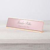 Rose Gold Beruflich Moderne Vorlage Elegant Schreibtischnamensplakette (Vorderseite )
