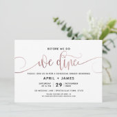 Rose Gold bevor wir essen Probe Dinner Einladung (Stehend Vorderseite)