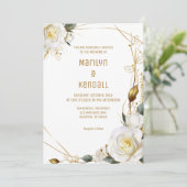 Rose Gold Bio Blumenhochzeit Einladung (Stehend Vorderseite)
