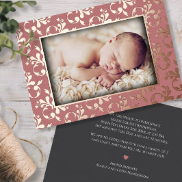 Rose Gold Birth Announcement Foil Card Folien Feiertagskarte