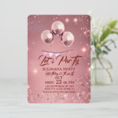 Rose Gold Birthday Invitation Template: Let's Part Einladung (Stehend Vorderseite)