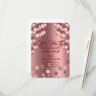 Rose Gold Birthday Invitation Template: Let's Part RSVP Karte