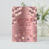 Rose Gold Birthday Invitation Template: Let's Part RSVP Karte (Stehend Vorderseite)