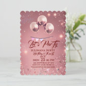 Rose Gold Birthday Invitation Template: Let's Part Save The Date (Stehend Vorderseite)