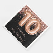 Rose Gold Black 10. Geburtstagsparty Serviette (Ecke)