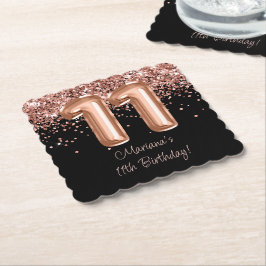 Rose Gold Black 11. Geburtstagsparty Untersetzer