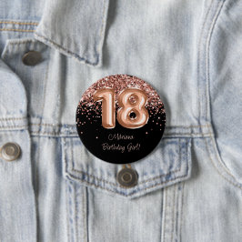 Rose Gold Black 18. Geburtstagsparty Button