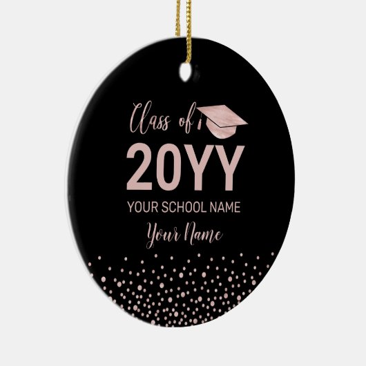 Rose Gold & Black 2022 Abschluss Weihnachtsgeschen Keramik Ornament (Rechts)