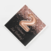 Rose Gold Black 2. Geburtstag Party Serviette (Ecke)