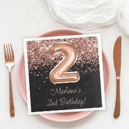 Rose Gold Black 2. Geburtstag Party Serviette