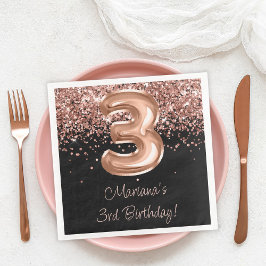 Rose Gold Black 3. Geburtstag Party Serviette