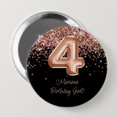 Rose Gold Black 4. Geburtstag Party Button (Vorne & Hinten)
