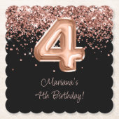 Rose Gold Black 4. Geburtstag Party Untersetzer (Vorderseite)