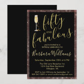 *Rose Gold Black 50 & Fabulous 50th Birthday  Einladung (Vorne/Hinten)