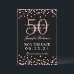 Rose Gold Black 50. Geburtstag Rett Datum Confetti Einladung<br><div class="desc">Elegantes "50th Birthday Party" Design mit Imitats Glitzer Konfetti und Details Text. Einfach zu bedienen und leicht zu personalisieren. Bestelle noch heute!</div>