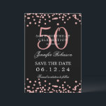 Rose Gold Black 50. Geburtstag Rett Datum und Deta Einladung<br><div class="desc">Elegantes "50th Birthday Party" Design mit Imitats Glitzer Konfetti & Details Text. Einfach zu bedienen und leicht zu personalisieren. Bestelle noch heute!</div>
