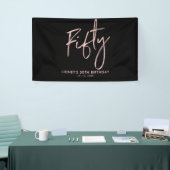 Rose Gold & Black 50. Geburtstagsparty Banner (Messeveranstaltung)
