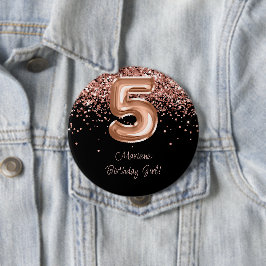 Rose Gold Black 5. Geburtstagsparty Button
