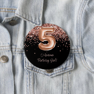 Rose Gold Black 5. Geburtstagsparty Button