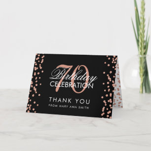Rose Gold Black 70. Geburtstag Danke Confetti