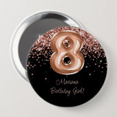 Rose Gold Black 8. Geburtstagsparty Button (Vorne & Hinten)