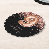 Rose Gold Black 9. Geburtstagsparty Untersetzer (angewinkelt)