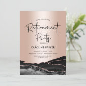Rose Gold Black Agate Retirement Party Einladung (Stehend Vorderseite)
