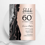 Rose Gold Black Agate Überraschung 60. Geburtstag Einladung<br><div class="desc">Schwarz und Rose Gold überraschen 60. Geburtstag Einladung. Elegantes modernes Design mit agate Marmorgeode Hintergrund,  Imitate Glitzer Rose Gold und Typografie Drehbuch Schriftart. Die trendige Einladungskarte eignet sich perfekt für eine stilvolle Damenfeier. Gedruckte Zazzle Einladungen oder Sofortdownload digitalen druckbaren Vorlage.</div>
