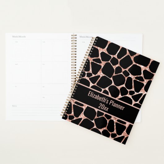 Rose Gold & Black Animal Print Personalized Planer (Anzeige)