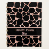 Rose Gold & Black Animal Print Personalized Planer (Vorderseite)