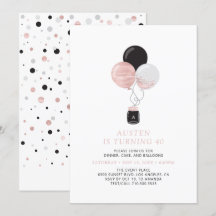 Rose Gold & Black Balloons Moderne Geburtstagspart