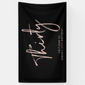 Rose Gold & Black Birthday Party Willkommensbanner Banner (Vertikal)