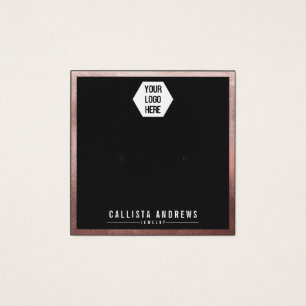 Rose Gold Black Border Logo EarDisplay Card