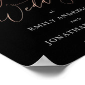 Rose Gold Black Calligraphy Moderne Hochzeit Poster (Ecke)