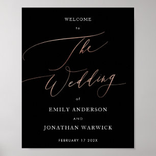 Rose Gold Black Calligraphy Moderne Hochzeit Poster