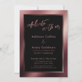 Rose Gold & Black Celebrate mit uns Einladung (Vorderseite)