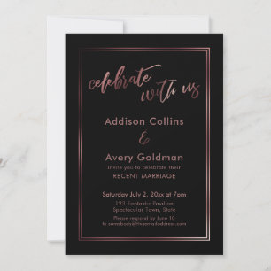 Rose Gold & Black Celebrate mit US Typografie Einladung