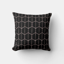 Rose Gold & Black Chic Hexagon Geometric Glam Kissen