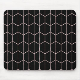 Rose Gold & Black Chic Hexagon Geometric Glam Mousepad