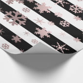 Rose Gold & Black Christmas Snowflake Muster Geschenkpapier (Ecke)