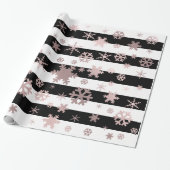 Rose Gold & Black Christmas Snowflake Muster Geschenkpapier (Ungerollt)