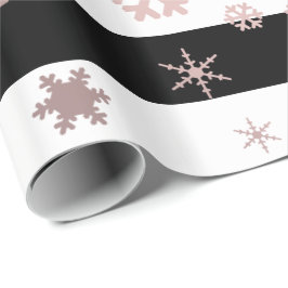 Rose Gold & Black Christmas Snowflake Muster Geschenkpapier