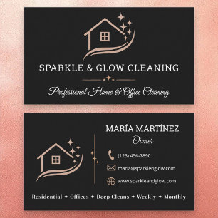 Rose Gold Black Clearing House Sparkle Visitenkarte
