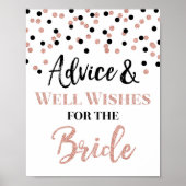 Rose Gold Black Confetti Beratung für das Bride-Ze Poster (Vorne)