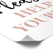 Rose Gold Black Confetti Bitte helfen Sie sich bei Poster (Ecke)