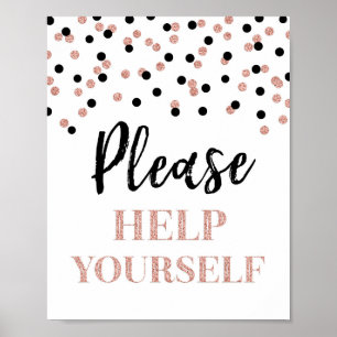 Rose Gold Black Confetti Bitte helfen Sie sich bei Poster