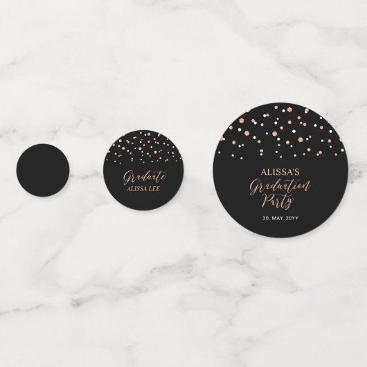 Rose Gold & Black Confetti Graduation Party Dekora Konfetti (Vorderseiten)